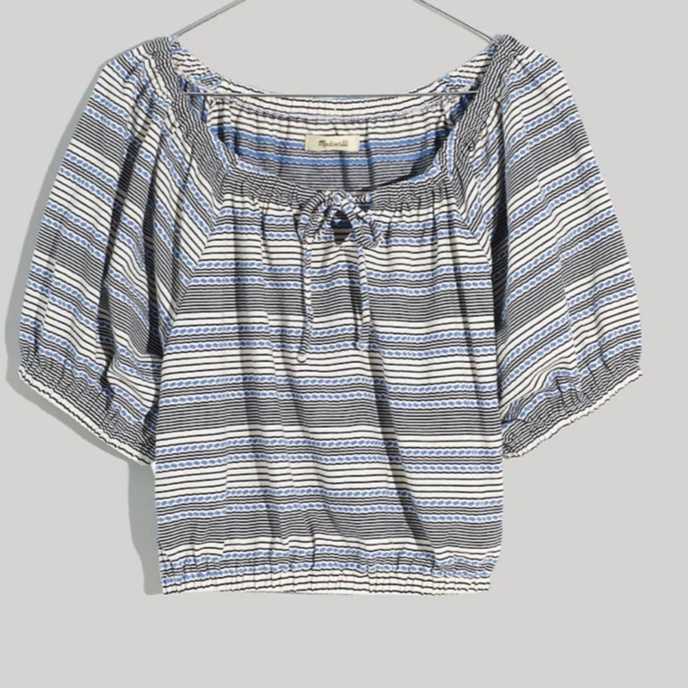 NWT Size XL Madewell Jacquard Keyhole Crop Top in Tranquil Ocean